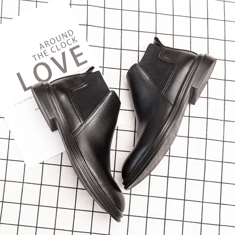 24 Autumn Breathable Chelsea Boots Men's High Gang Men's Boots English Leather Boots Martin Boots Men's Mid-Tide Shoes