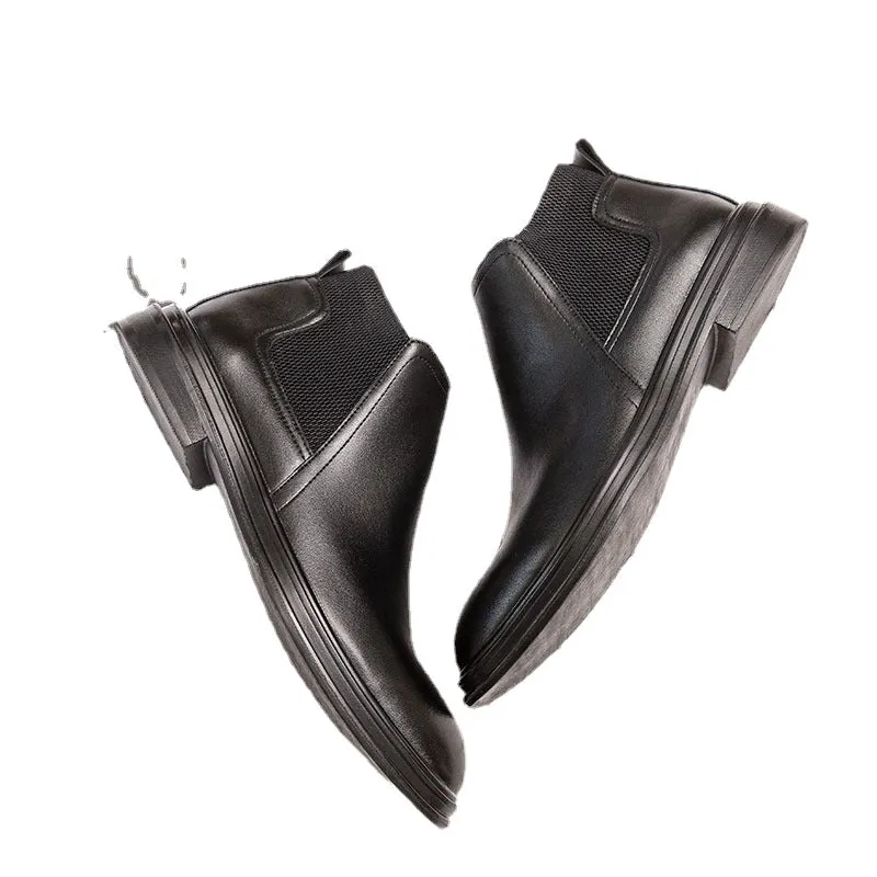 24 Autumn Breathable Chelsea Boots Men's High Gang Men's Boots English Leather Boots Martin Boots Men's Mid-Tide Shoes