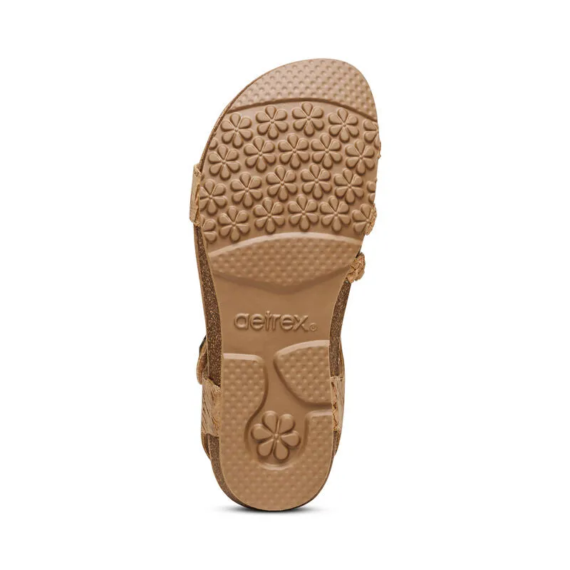 Aetrex Women's Jillian Braided Quarter Strap Sandal - Cork SC364
