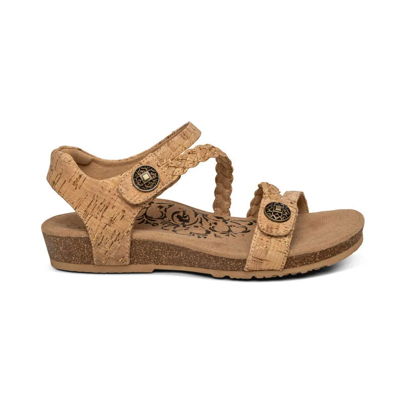 Aetrex Women's Jillian Braided Quarter Strap Sandal - Cork SC364