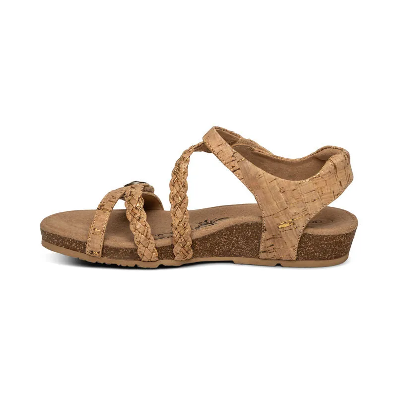 Aetrex Women's Jillian Braided Quarter Strap Sandal - Cork SC364