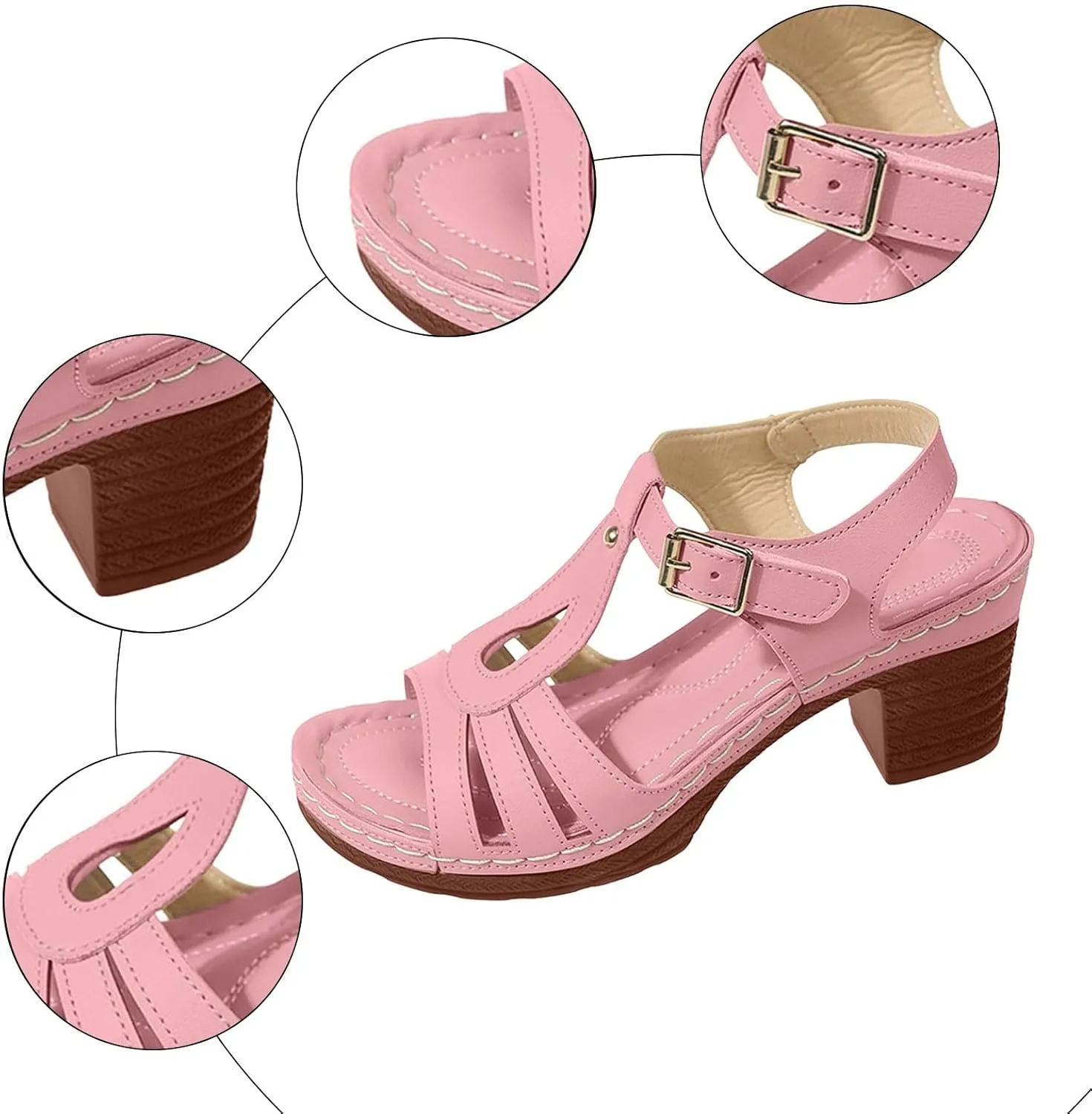 Beach Sandals for Women Arch Support Ankle Strap Wedge Platform Summer Casual Hollow Out Open Toe Low Heel Shoes 2025 Comfortable Dressy Heeled Chunky Wedges Heels Work Sandal Office