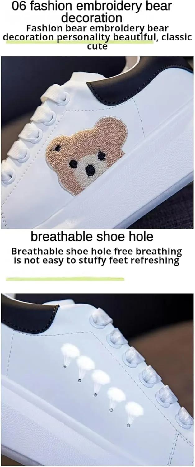 Bear Sports Shoes Girls Casual Cartoon Cute Sneakers Women's Summer Breathable Sneakers for Travel Outdoor Sports