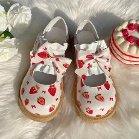 binfenxie  -  Cute Print Round Big Toe Lolita Shoes Kawaii Wedge Japanese Jk Uniform Student Casual College Girls Cosplay Mid Heel Shoes