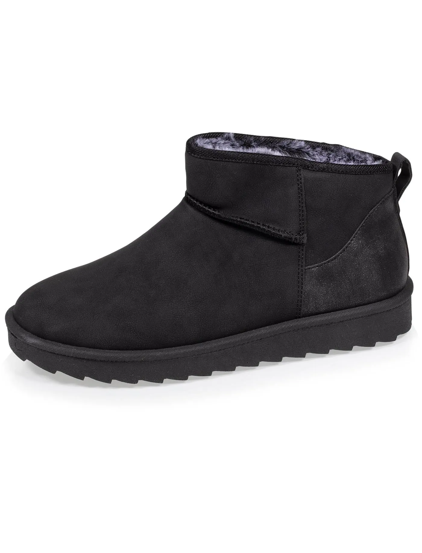 Bottines basses Femme imitation fourrure Noir