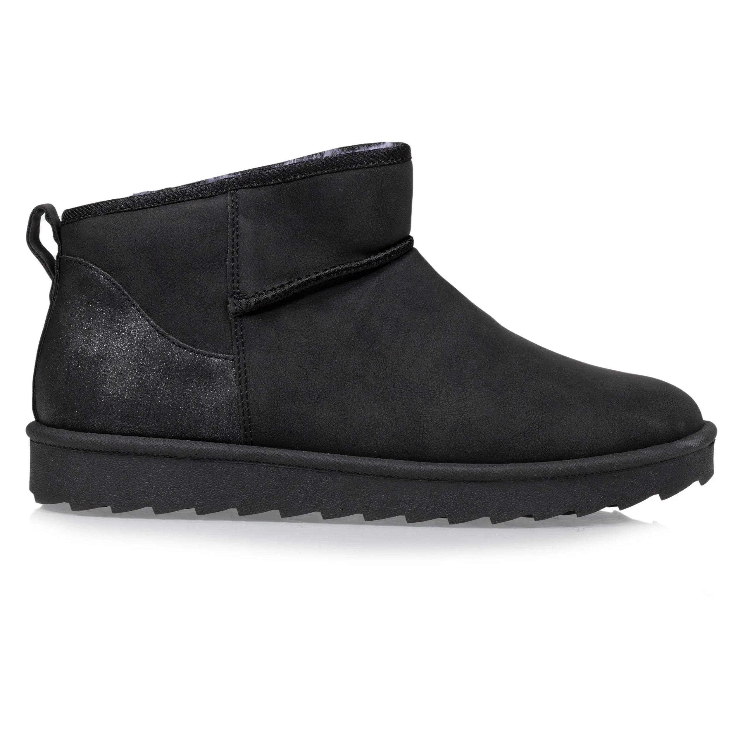 Bottines basses Femme imitation fourrure Noir