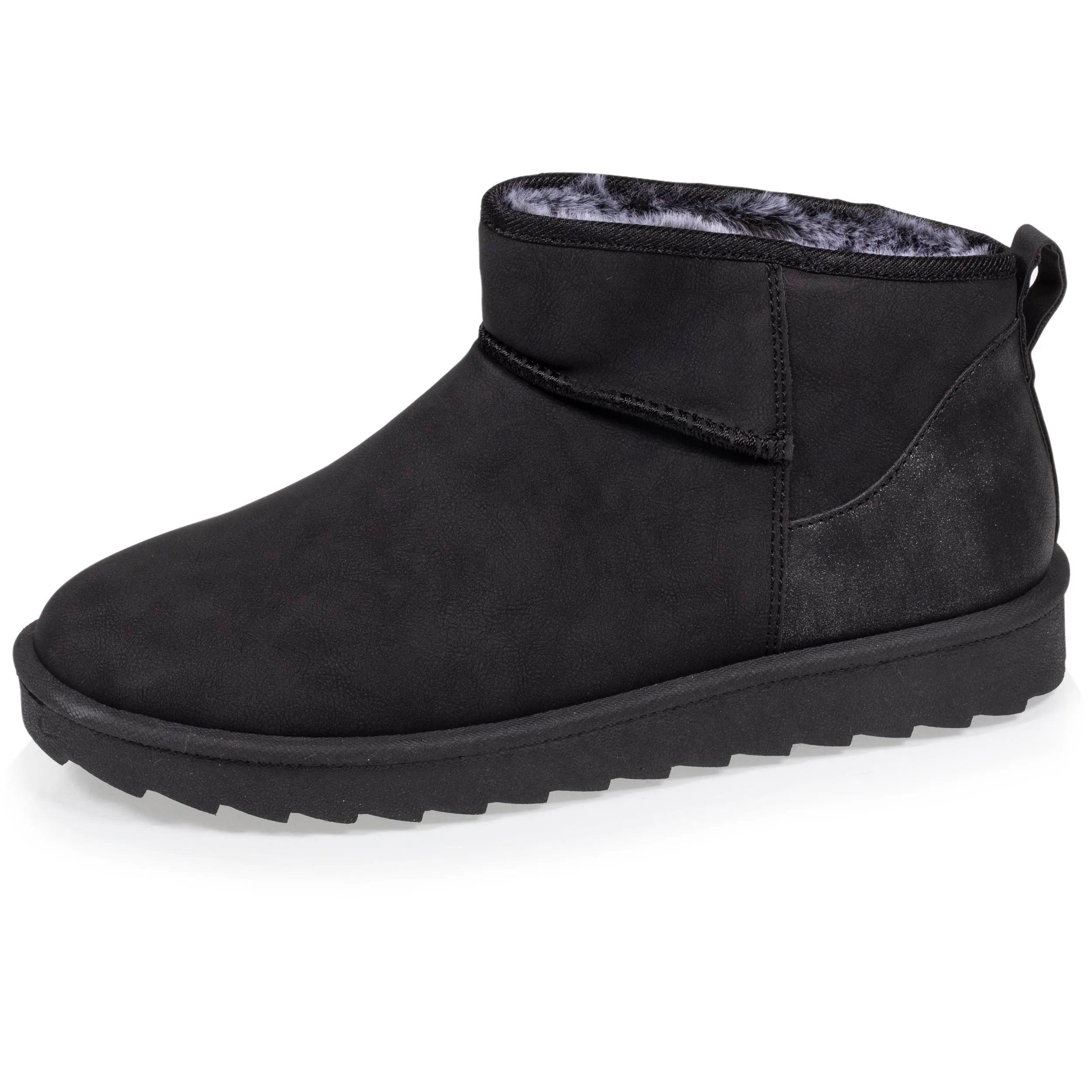 Bottines basses Femme imitation fourrure Noir
