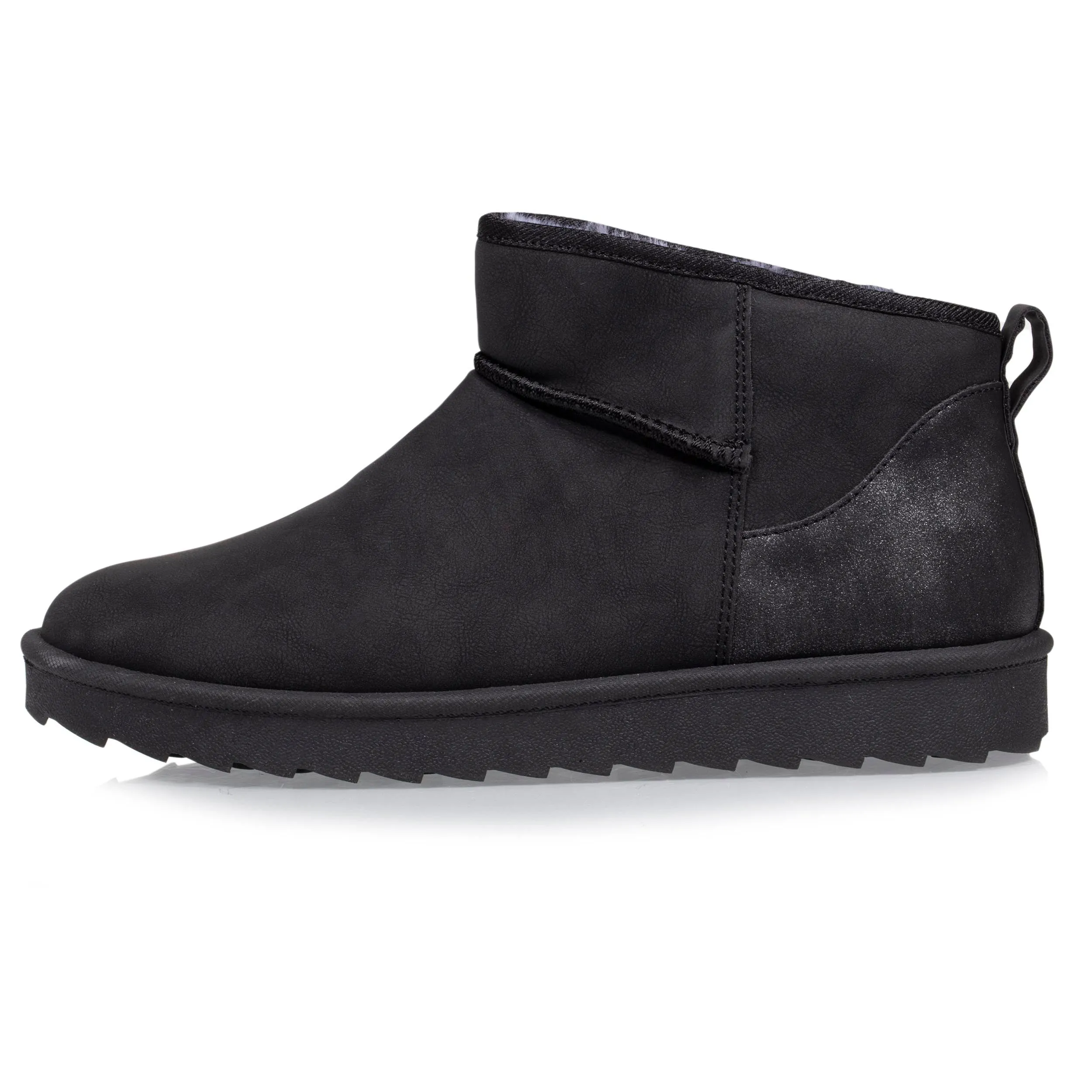 Bottines basses Femme imitation fourrure Noir