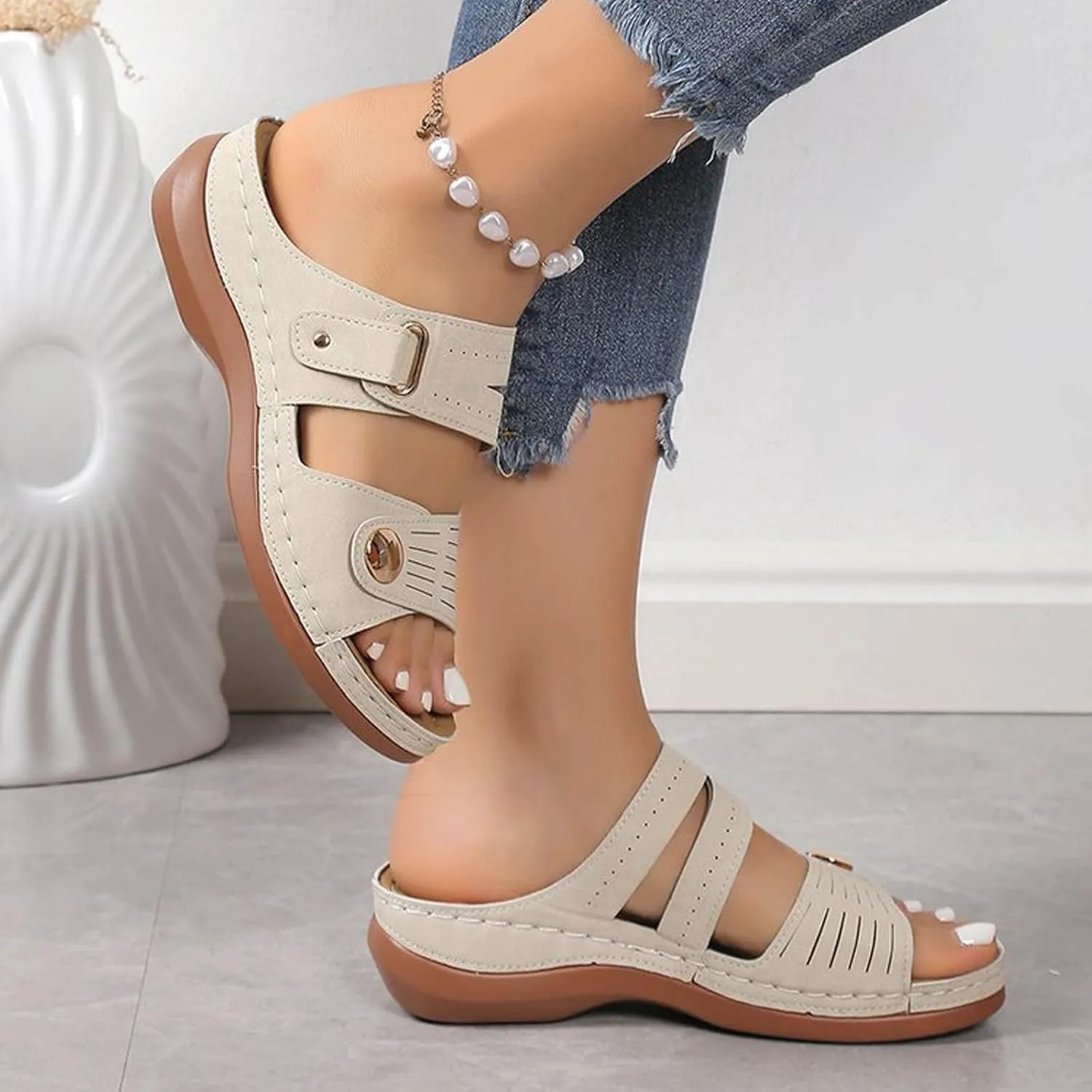 Breathable Open Toe Sandals for Women Summer Low Wedges Comfortable Open Toe Sandal Dressy Sandals for Women