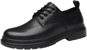 Breathable Outdoor Platform Shoes for Men, Classic Soft Leather Oxford Shoes, Stylish Men's Leather Shoes Lace-Up, Business Casual Dress Shoes