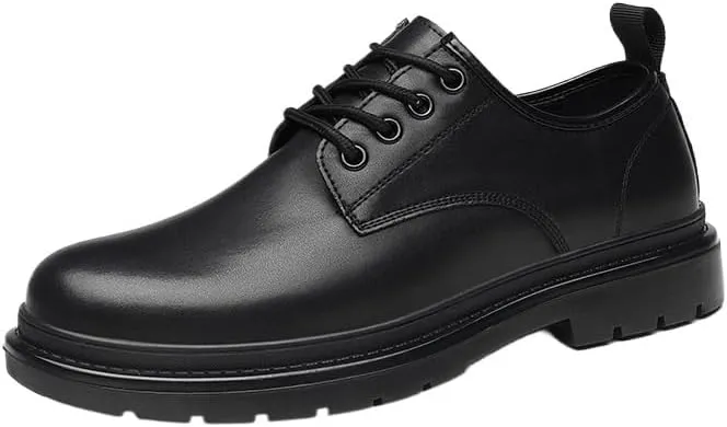 Breathable Outdoor Platform Shoes for Men, Classic Soft Leather Oxford Shoes, Stylish Men's Leather Shoes Lace-Up, Business Casual Dress Shoes
