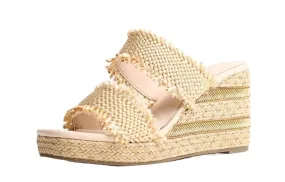 Cecelia New York Lady Platform Women Slip On Open Toe Heel Wedges Sandals