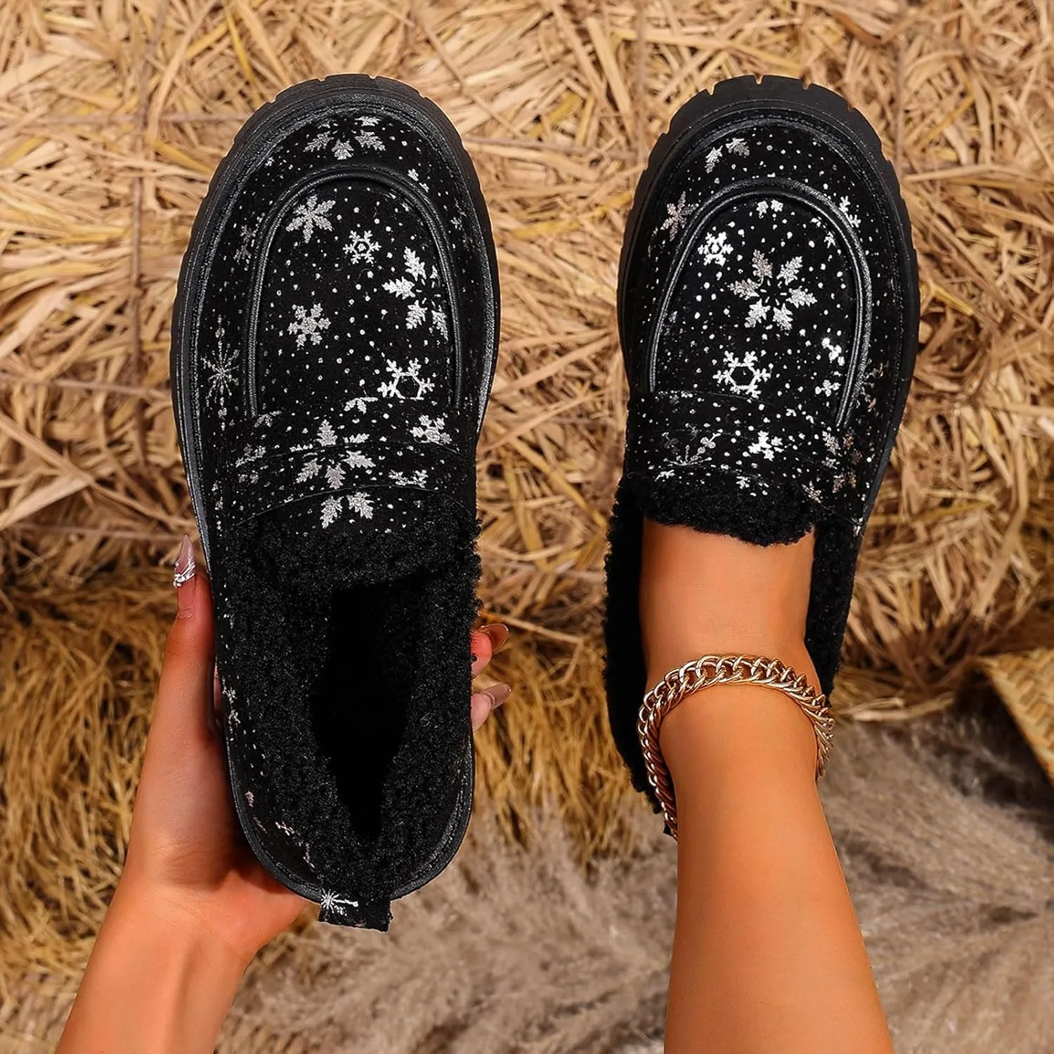 Christmas Women's Thick Bottomed Padded Footwear Fashion Casual Loafers Shoes for Women Casual Cork Wedge Sandals Women