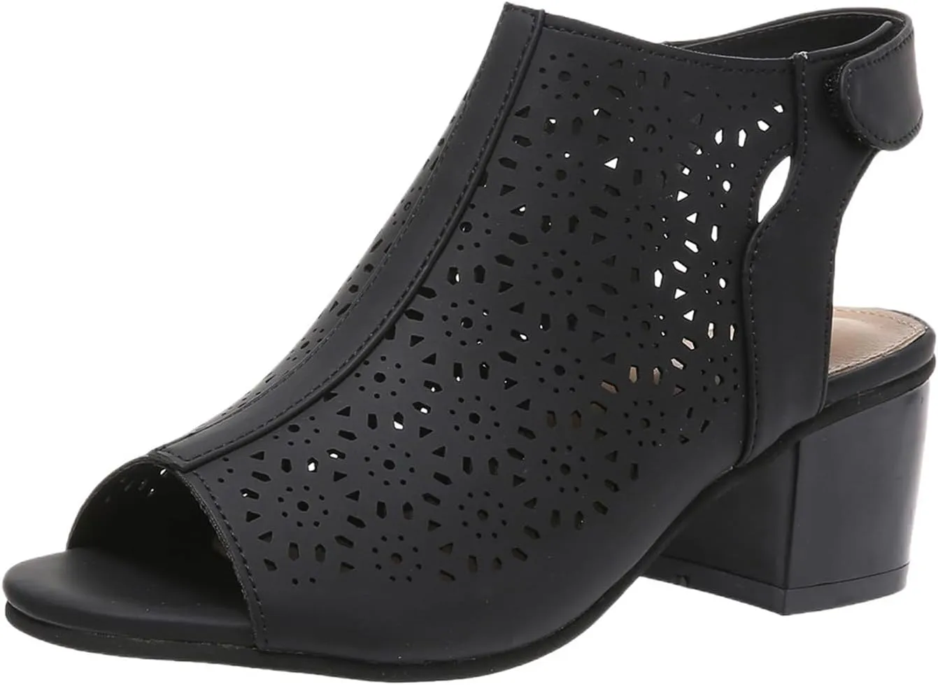Chunky Sandals for Women Orthopedic Fashion Non Slip Middle Heels Breathable Hollow Out Slingback Sandals Ladies Elegant Summer Walking Shoes and Hook And Loop Closure