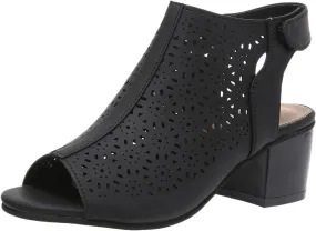 Chunky Sandals for Women Orthopedic Fashion Non Slip Middle Heels Breathable Hollow Out Slingback Sandals Ladies Elegant Summer Walking Shoes and Hook And Loop Closure