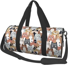 Cute Cartoon Cats Sports Gym Bag Travel Duffel Bag Shoes Compartment For Men Women Foldable Lightweight Yoga Gym Sports Bag