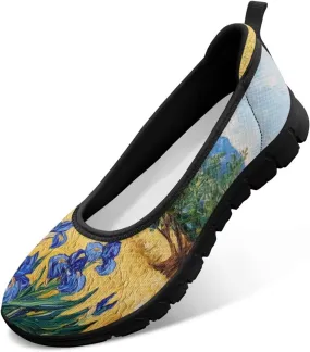 Doojoayie Art Casual Slip On Shoes for Ladies Flat Shoes Comfort for Dalil Casual