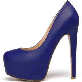 Eldof Womens High Heel Platform Pumps Round Toe Sky High Stilettoes 6" Party Dress Platform