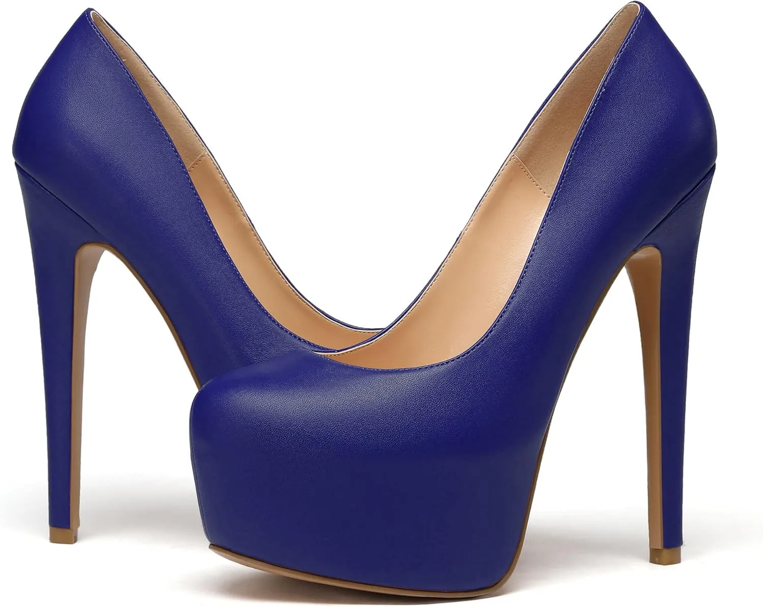Eldof Womens High Heel Platform Pumps Round Toe Sky High Stilettoes 6" Party Dress Platform