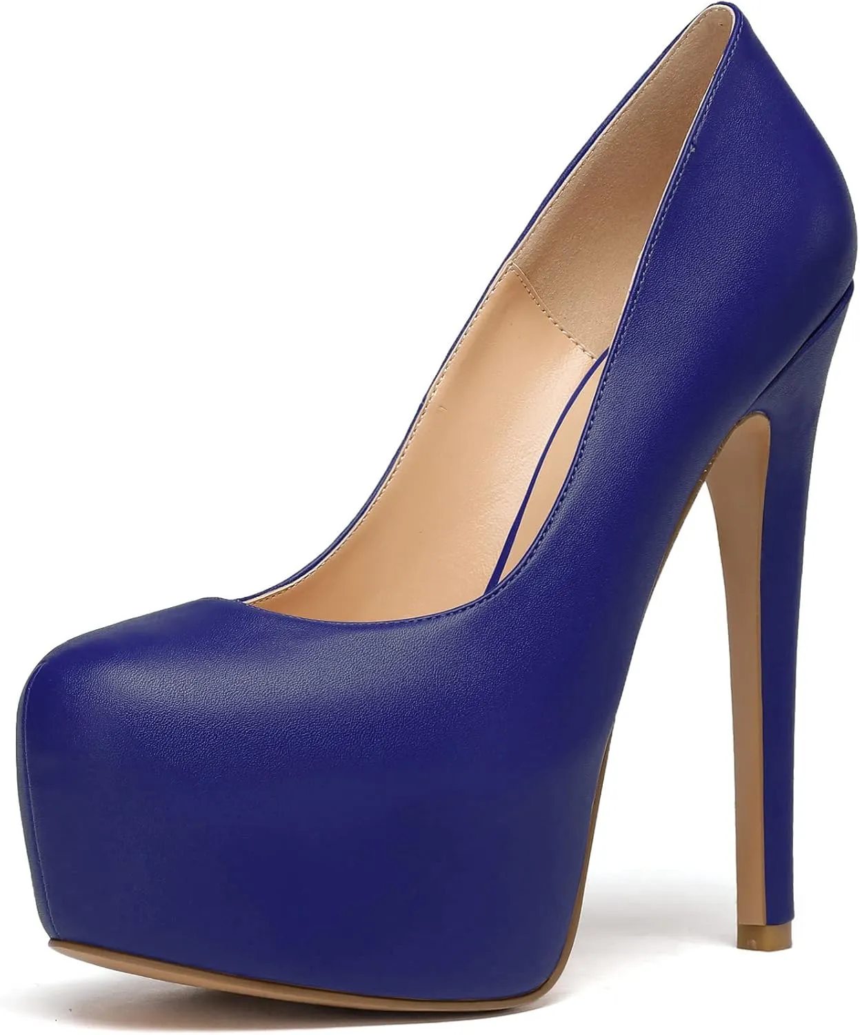 Eldof Womens High Heel Platform Pumps Round Toe Sky High Stilettoes 6" Party Dress Platform