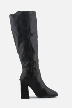 European Brand Zipper Block Knee High Boots | 100% Synthetic Leather