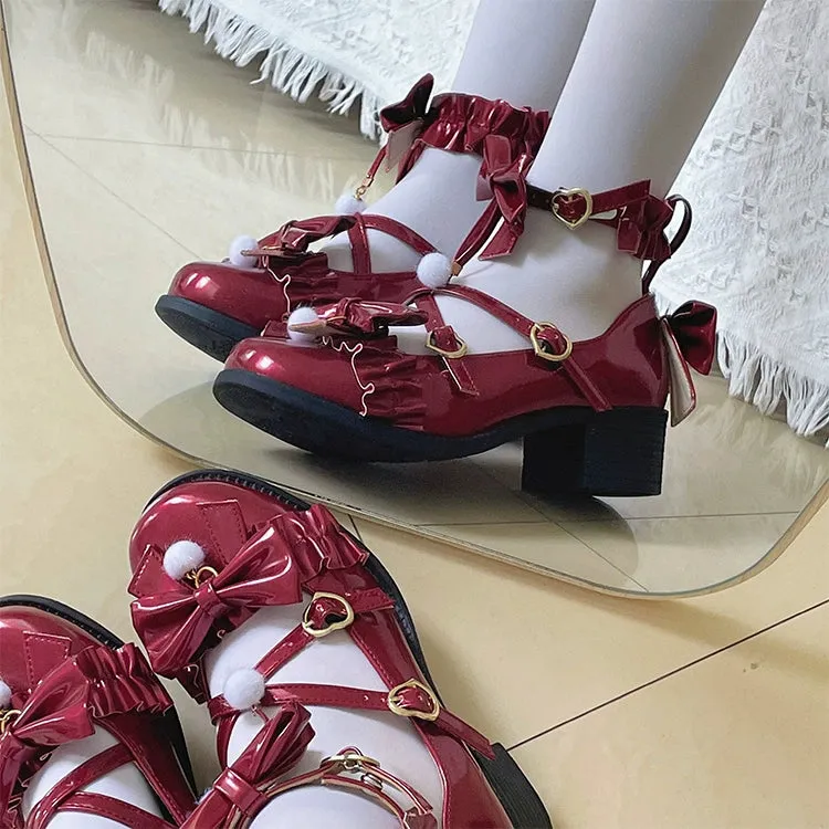 Fairy Godmothe~Preppy Style Flat Shoes Mid Heel Round Toe Lolita Shoes