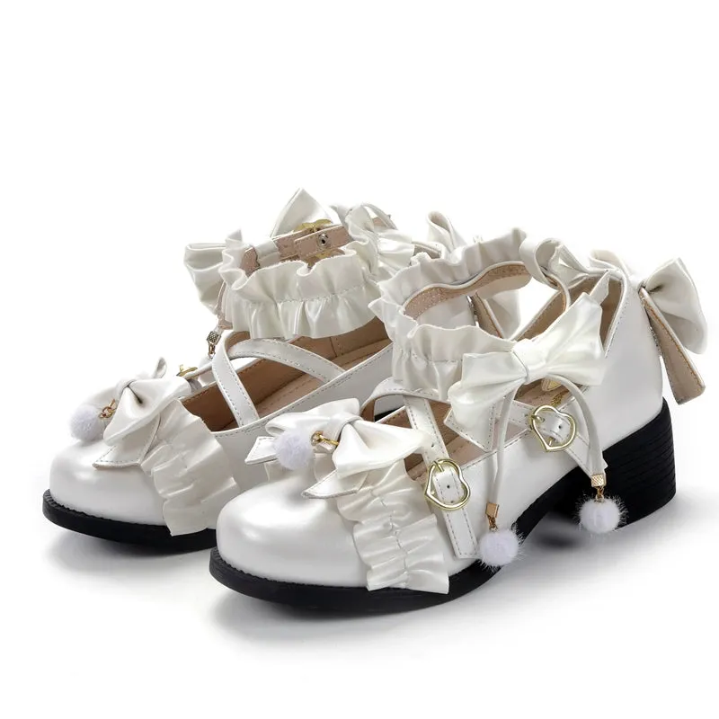 Fairy Godmothe~Preppy Style Flat Shoes Mid Heel Round Toe Lolita Shoes