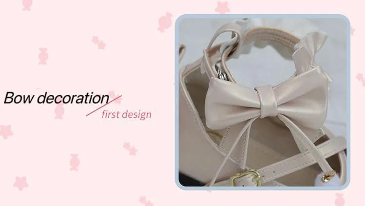 Fairy Godmothe~Preppy Style Flat Shoes Mid Heel Round Toe Lolita Shoes
