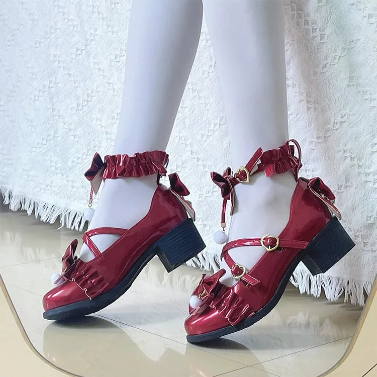 Fairy Godmothe~Preppy Style Flat Shoes Mid Heel Round Toe Lolita Shoes