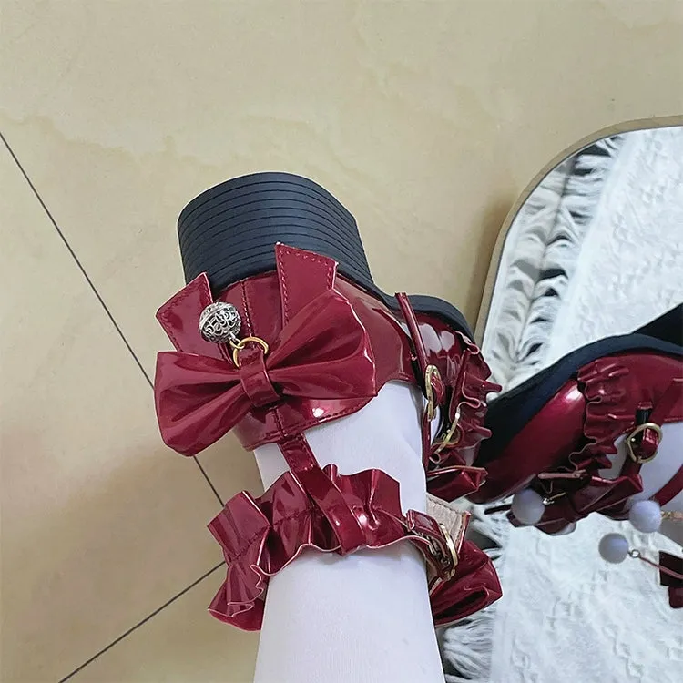 Fairy Godmothe~Preppy Style Flat Shoes Mid Heel Round Toe Lolita Shoes