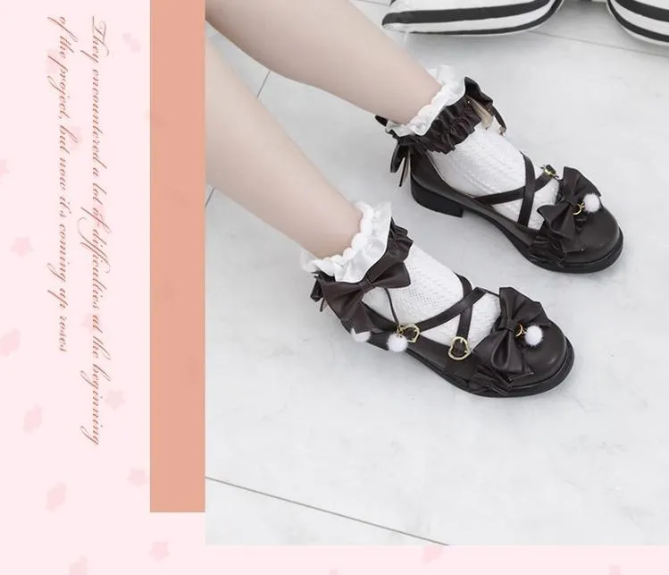Fairy Godmothe~Preppy Style Flat Shoes Mid Heel Round Toe Lolita Shoes