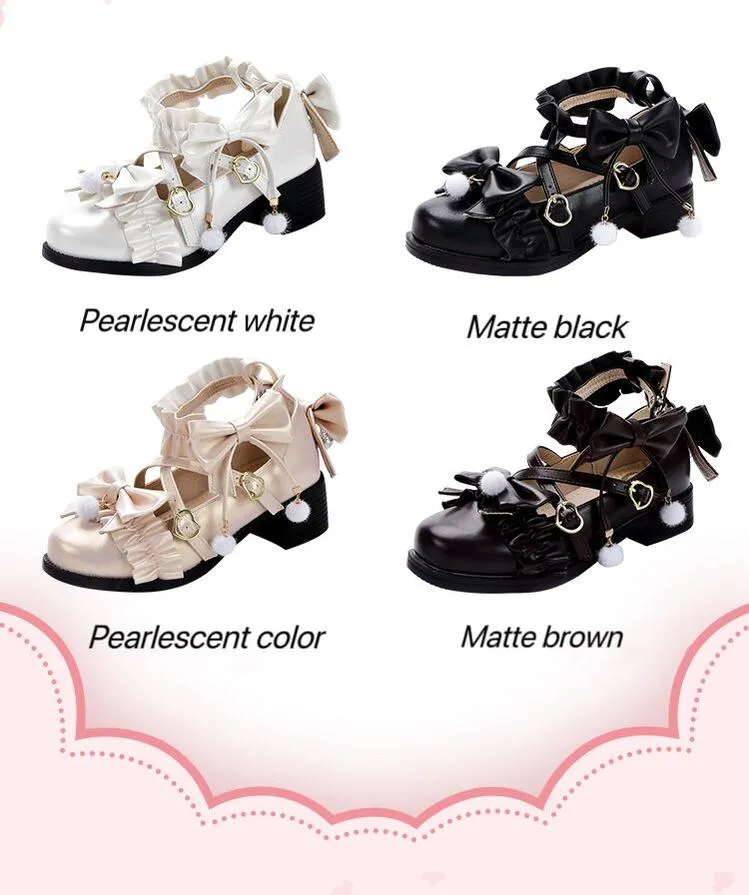 Fairy Godmothe~Preppy Style Flat Shoes Mid Heel Round Toe Lolita Shoes