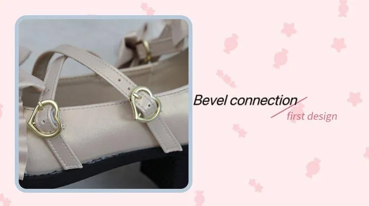 Fairy Godmothe~Preppy Style Flat Shoes Mid Heel Round Toe Lolita Shoes