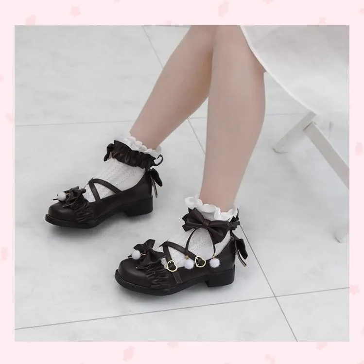 Fairy Godmothe~Preppy Style Flat Shoes Mid Heel Round Toe Lolita Shoes