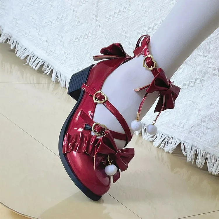Fairy Godmothe~Preppy Style Flat Shoes Mid Heel Round Toe Lolita Shoes