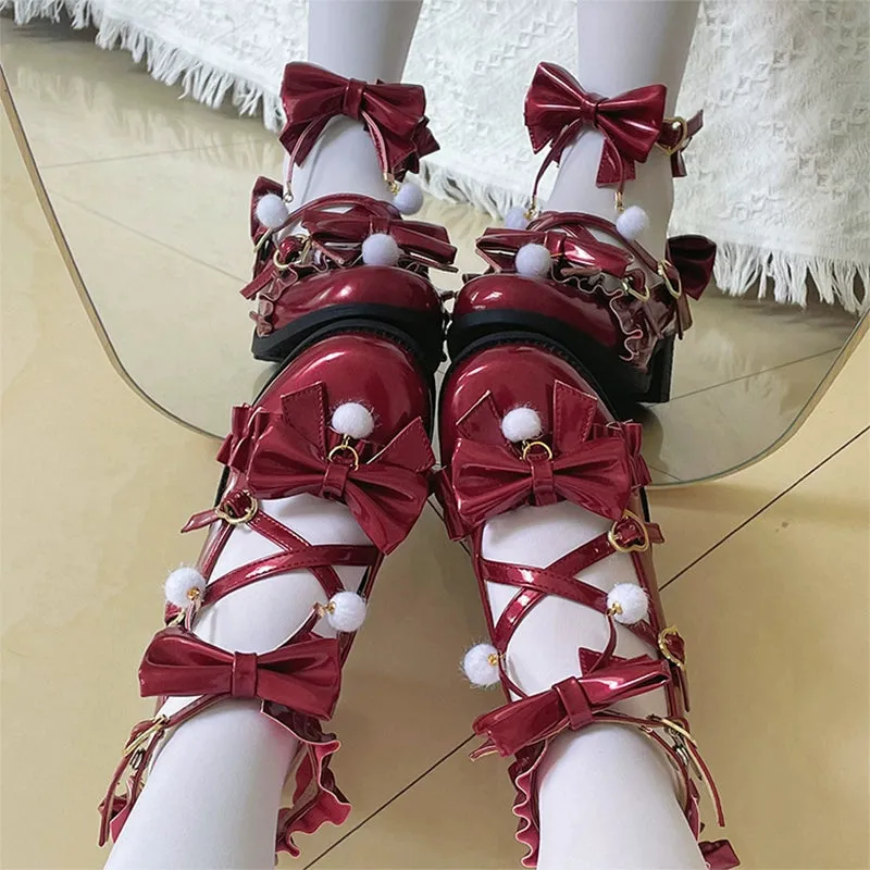 Fairy Godmothe~Preppy Style Flat Shoes Mid Heel Round Toe Lolita Shoes