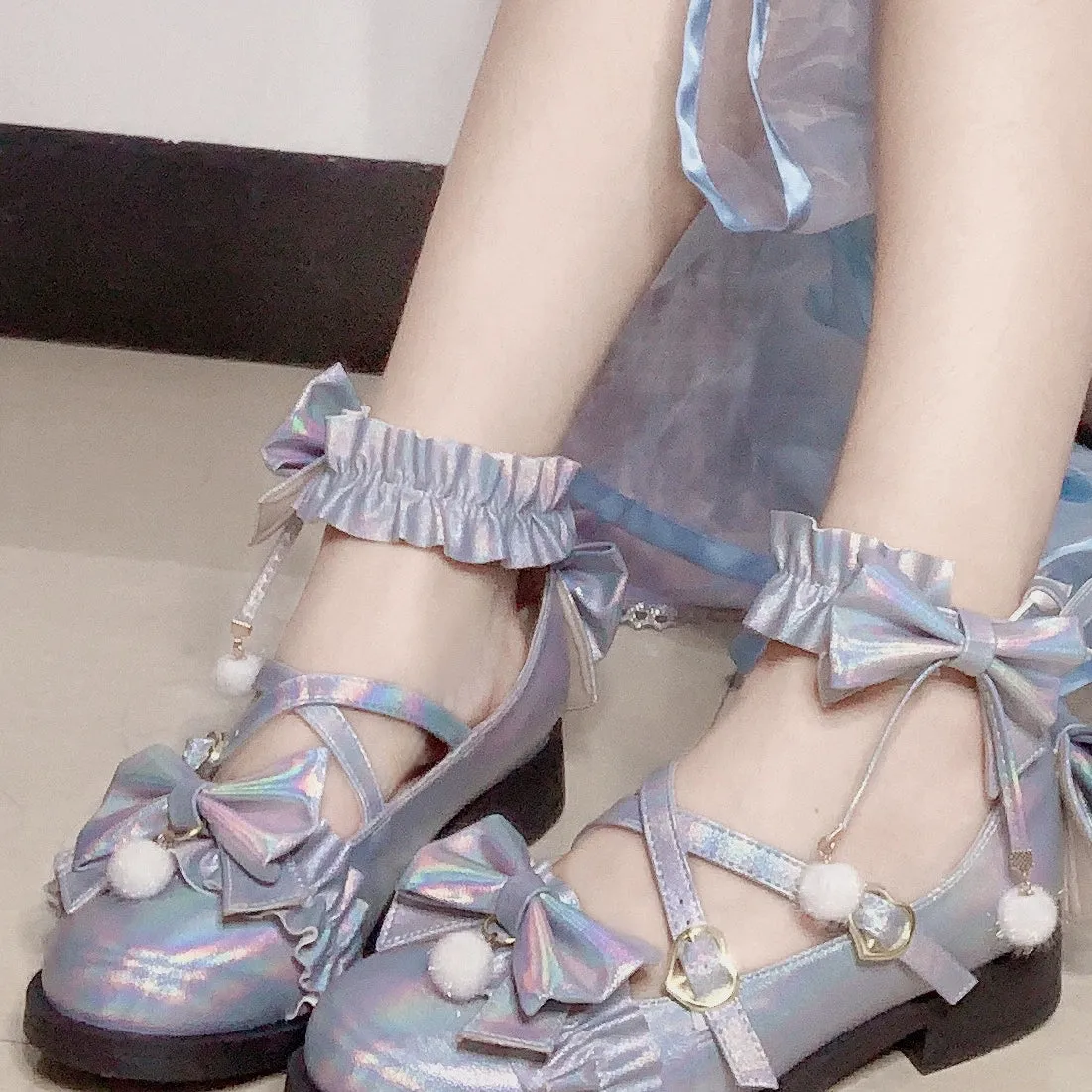 Fairy Godmothe~Preppy Style Flat Shoes Mid Heel Round Toe Lolita Shoes