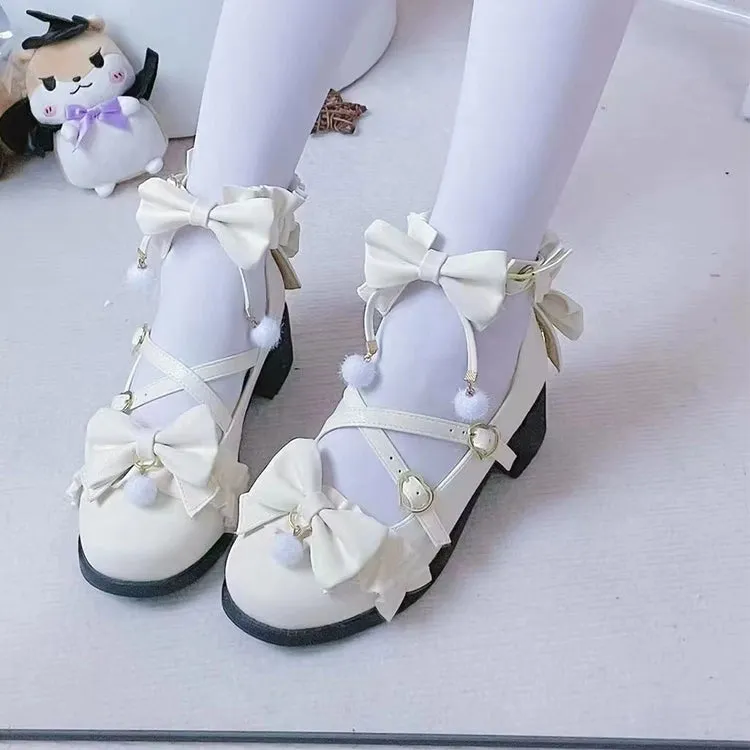 Fairy Godmothe~Preppy Style Flat Shoes Mid Heel Round Toe Lolita Shoes