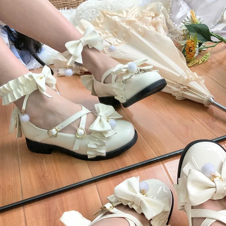 Fairy Godmothe~Preppy Style Flat Shoes Mid Heel Round Toe Lolita Shoes