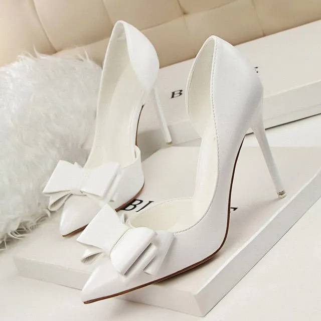 Fashion Butterfly Knot Pointed Toe Women High Heels