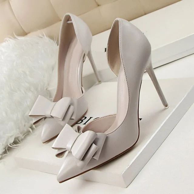 Fashion Butterfly Knot Pointed Toe Women High Heels