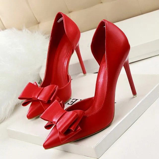 Fashion Butterfly Knot Pointed Toe Women High Heels