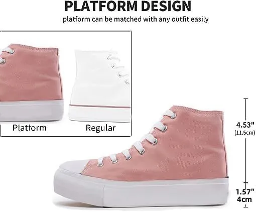 FUUPNN Platform Sneakers Canvas Fashion Lace Up Classic Casual Walking Shoes High Tops Canvas Shoes Casual Tennis Shoes