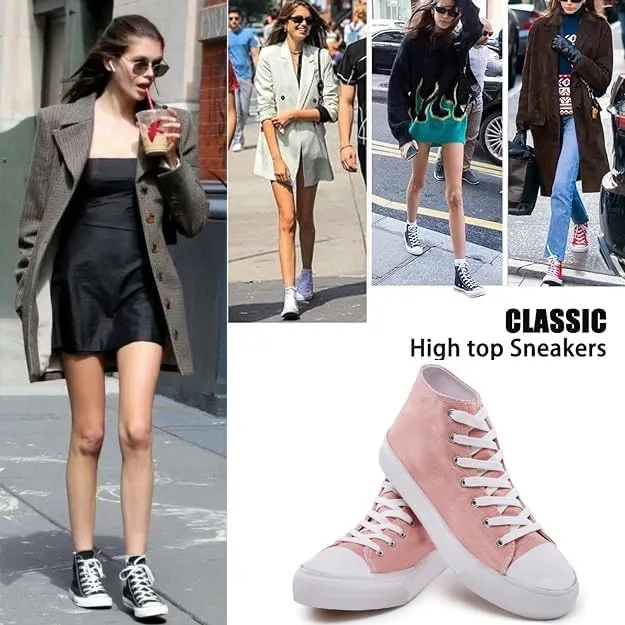 FUUPNN Platform Sneakers Canvas Fashion Lace Up Classic Casual Walking Shoes High Tops Canvas Shoes Casual Tennis Shoes