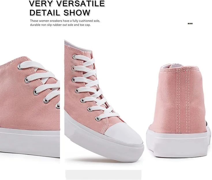 FUUPNN Platform Sneakers Canvas Fashion Lace Up Classic Casual Walking Shoes High Tops Canvas Shoes Casual Tennis Shoes