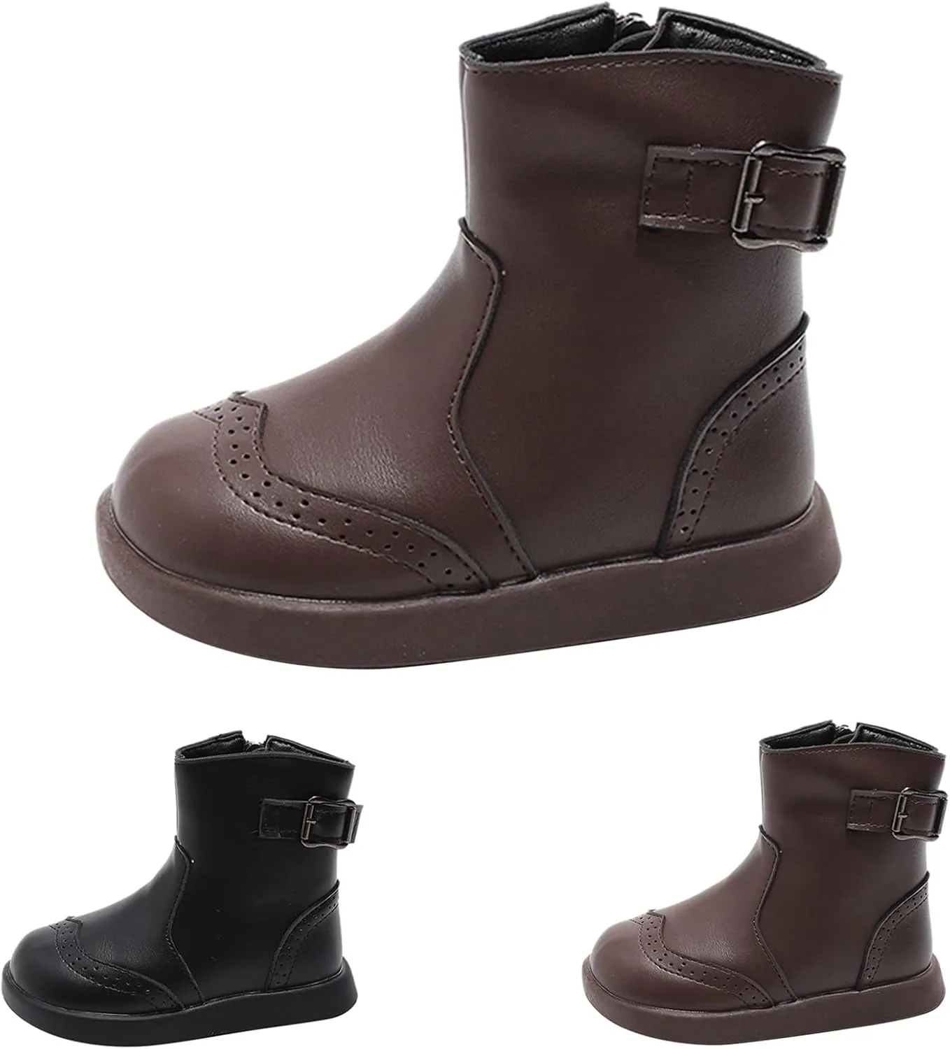 Girl Snow Ankle Boots Waterproof Low Calf Boots Side Zipper Toddler Low Heel Boots Non Slip Soft Sole Flat Boots
