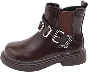 Girls Ankle Boots Waterproof Side Zipper Booties for Little Kid Soft Soles Low Heels Boots Autumn Winter Short Boots