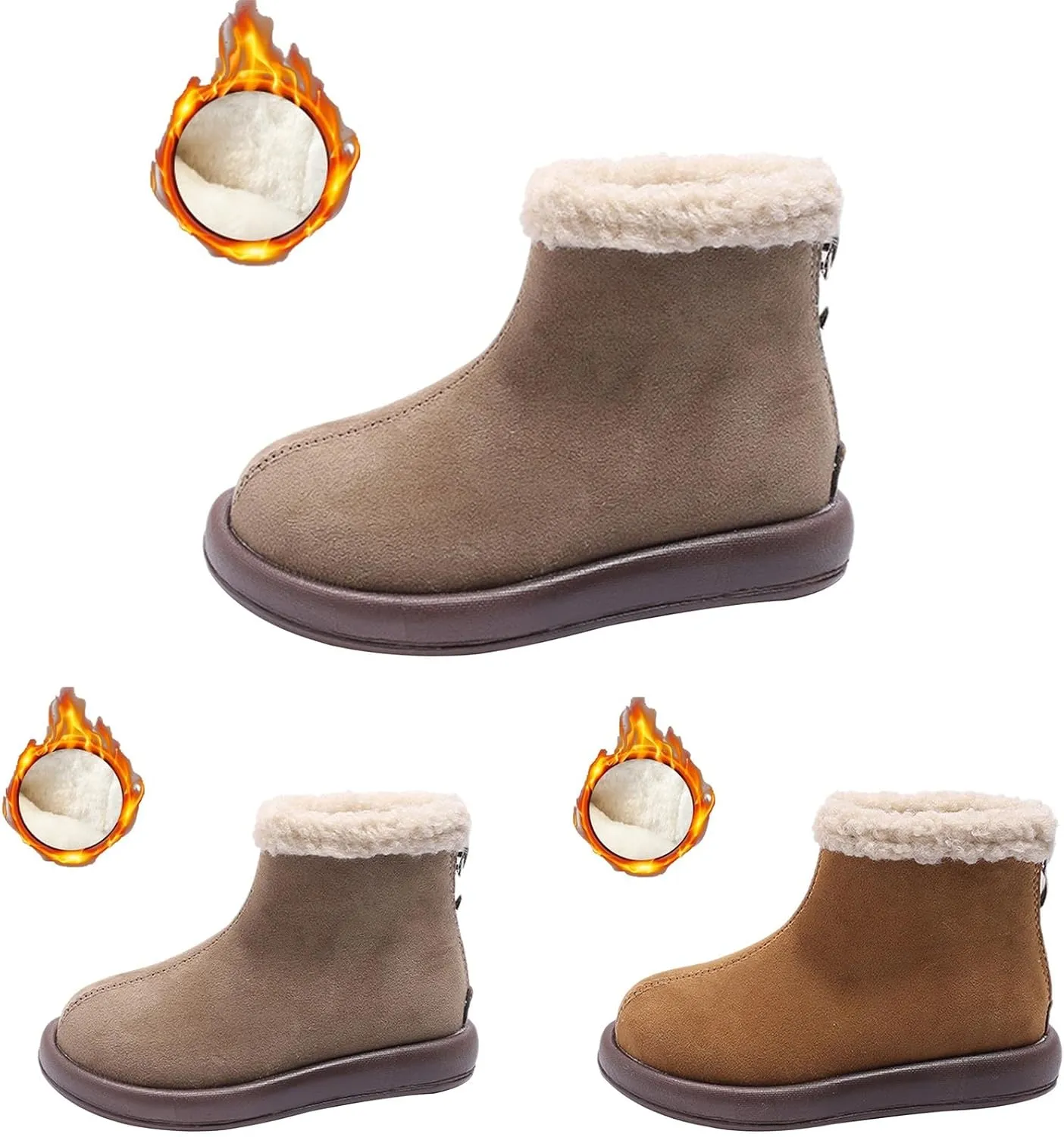 Girls Fuzzy Warm Winter Short Ankle Boots with Furry Faux Fr ining Booties Shoes for Toddler Tall Toddler Boots