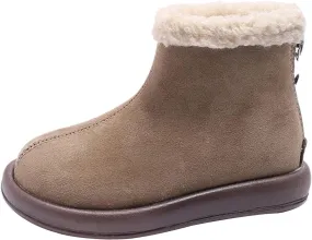 Girls Fuzzy Warm Winter Short Ankle Boots with Furry Faux Fr ining Booties Shoes for Toddler Tall Toddler Boots