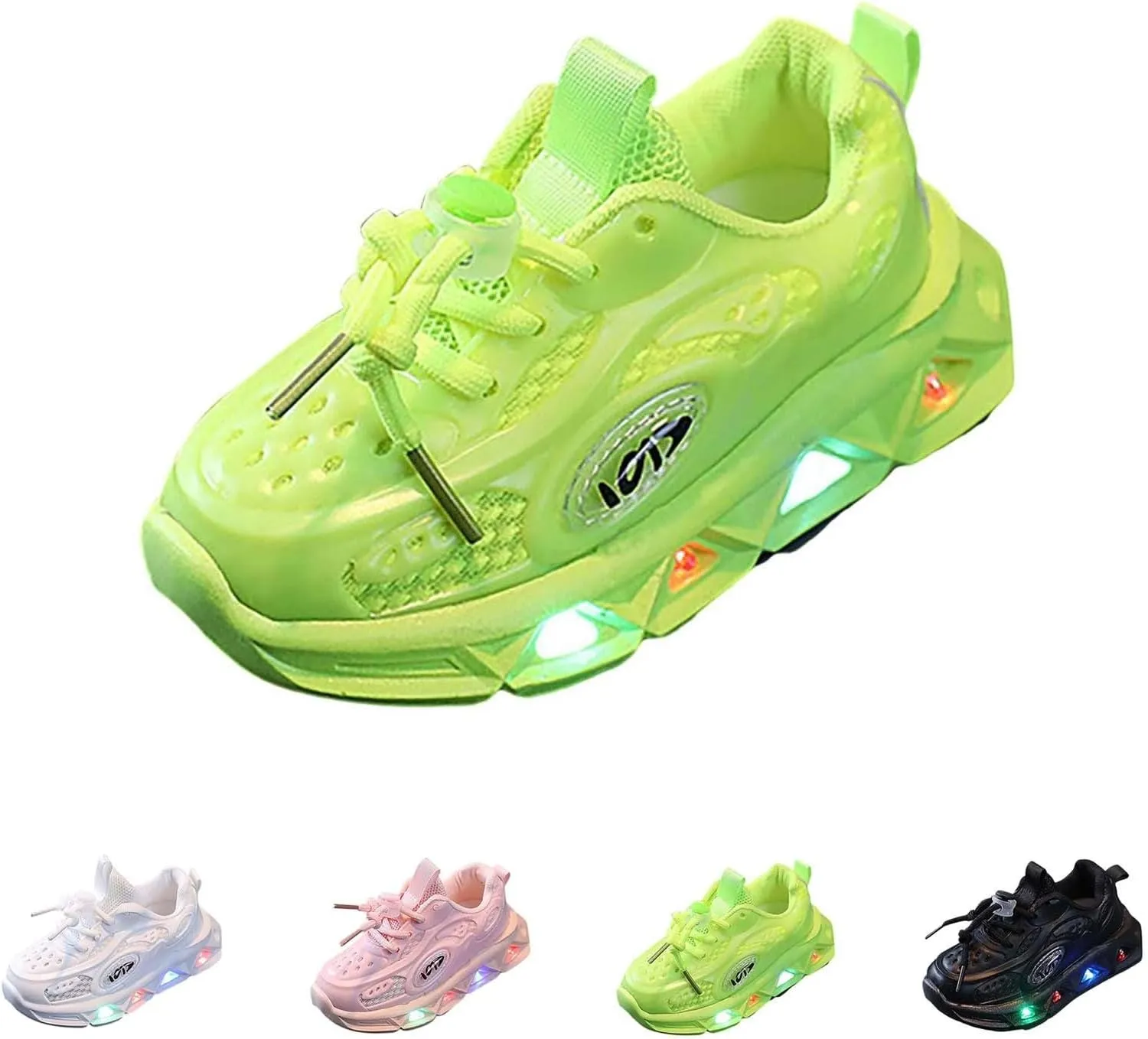 Girls Light Up Shoes Lac Up Non-Slip Luminous Shoes Low Top Mesh Lightweight Casual Sneaker Led Casual Shoes